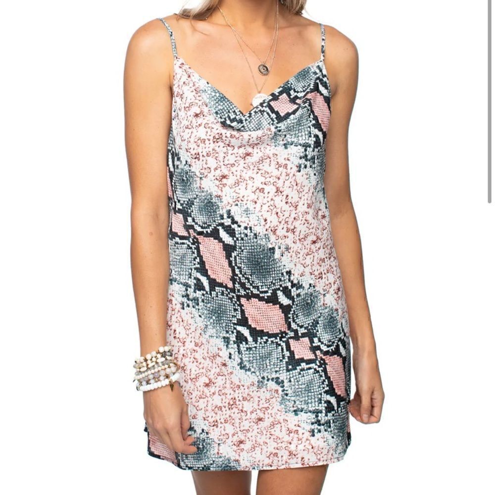 NEW BUDDY LOVE Snakeskin Cowl Neck Dress